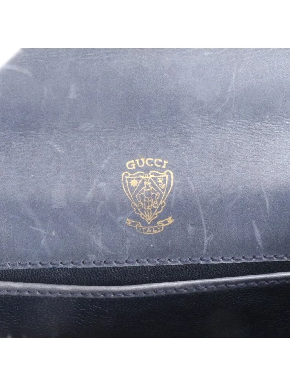 Gucci Vintage Leather Handbag Tote Navy Ebm - Picture 11 of 11